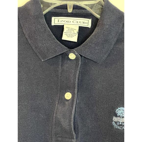 IZOD CLUB Polo Shirt Ladies L Navy Short Sleeve 1895 Brooklawn‎ EUC - Picture 3 of 9